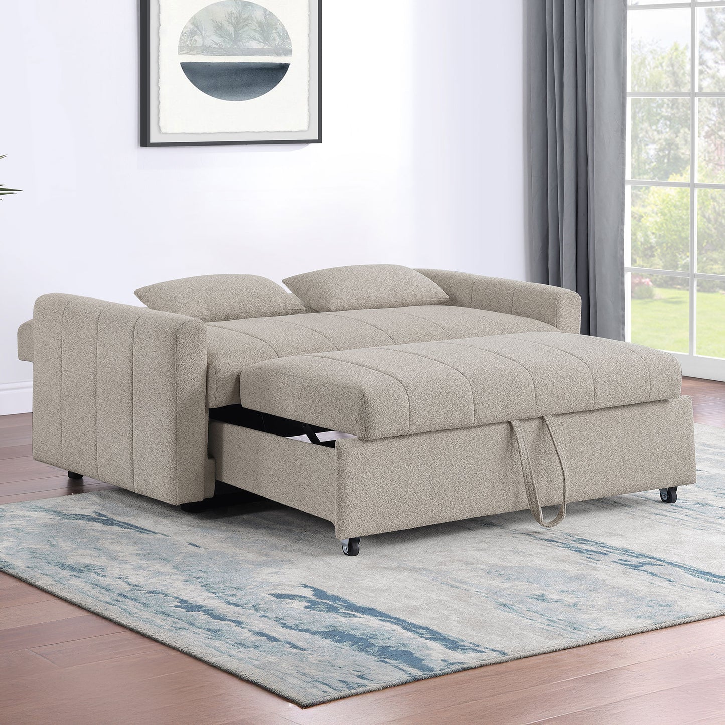 Bouclé Pull-Out Sleeper Sofa