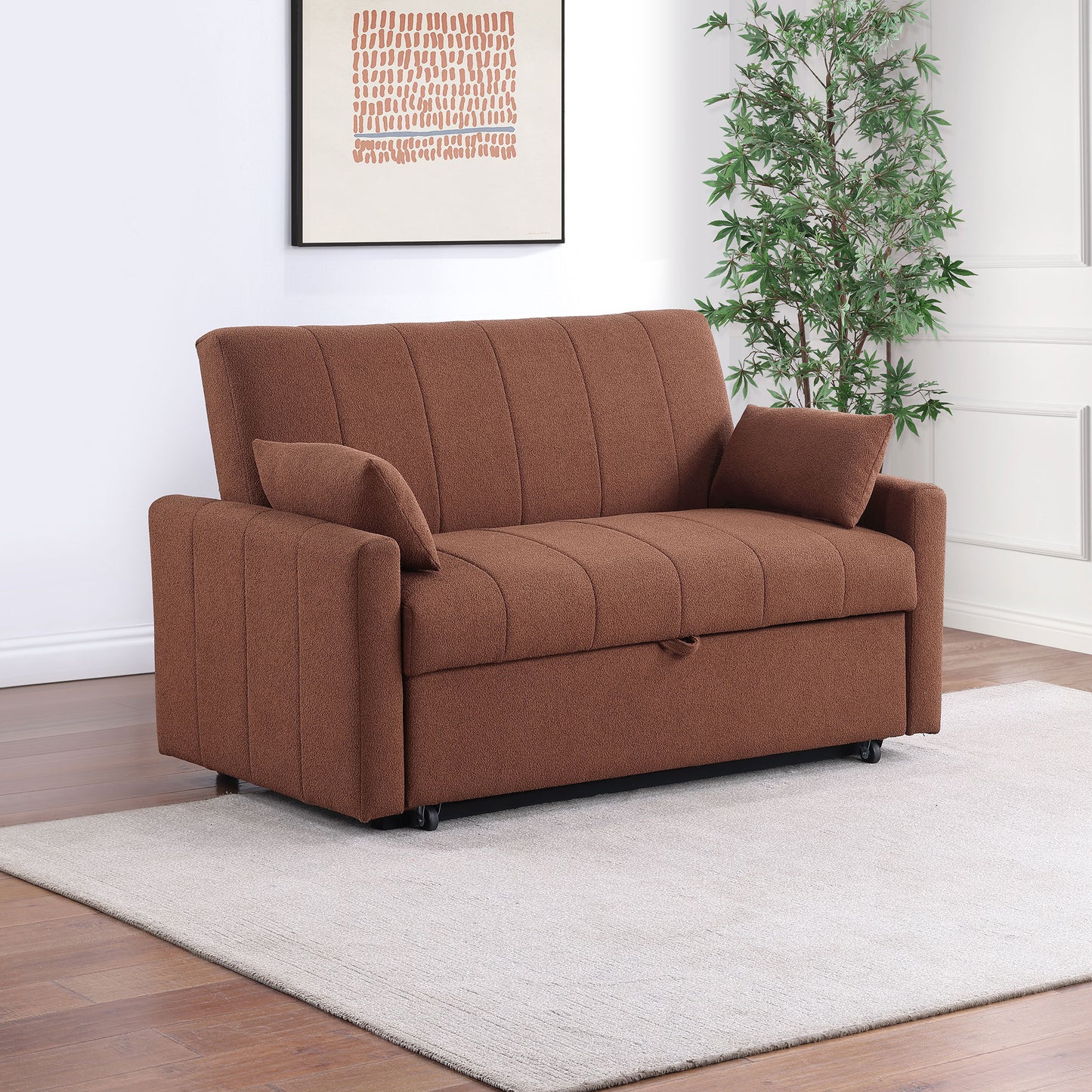 Bouclé Pull-Out Sleeper Sofa