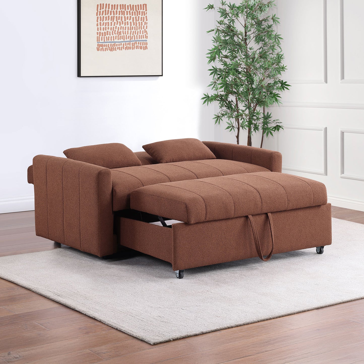 Bouclé Pull-Out Sleeper Sofa