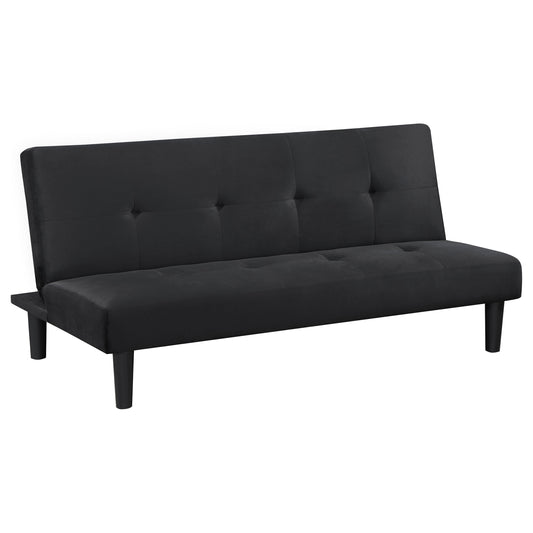 Black Velvet Upholstered Convertible Sofa