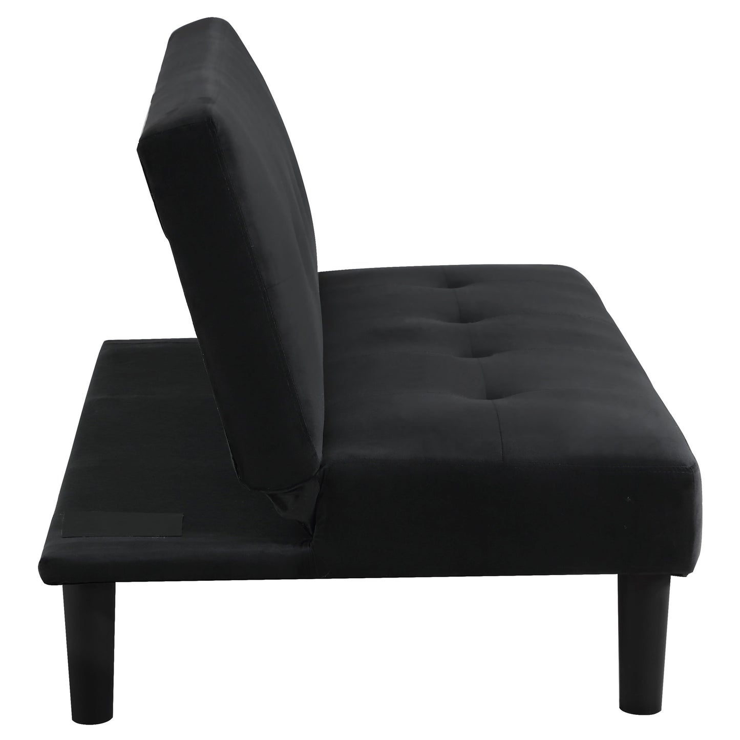 Black Velvet Upholstered Convertible Sofa