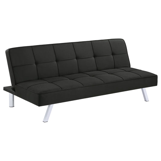 Black Upholstered Tufted Convertible Sofa Bed