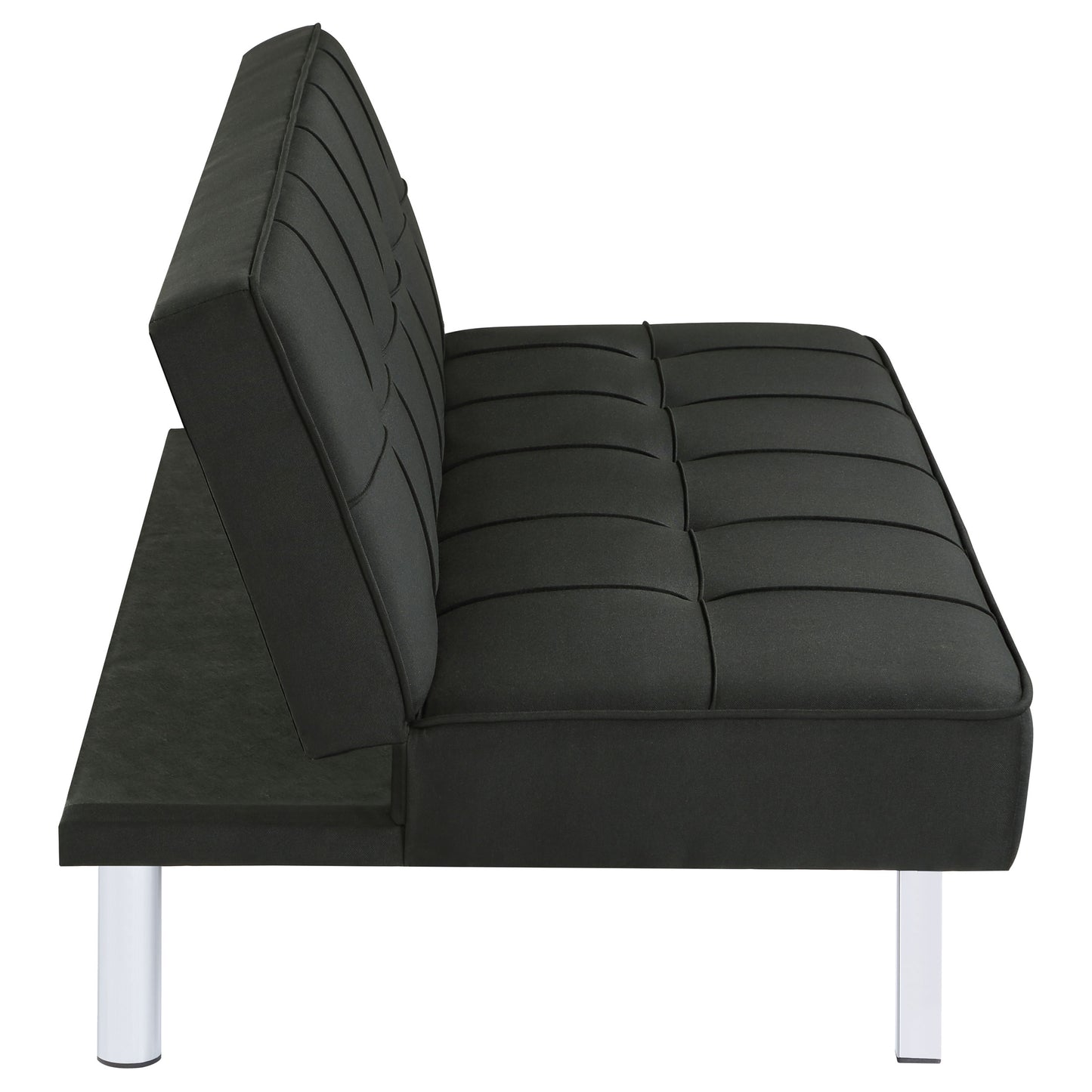 Black Upholstered Tufted Convertible Sofa Bed