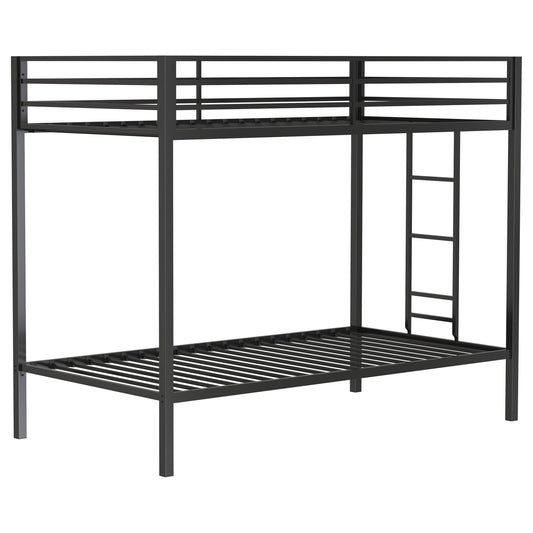 Modern Black Metal Twin Bunk Bed