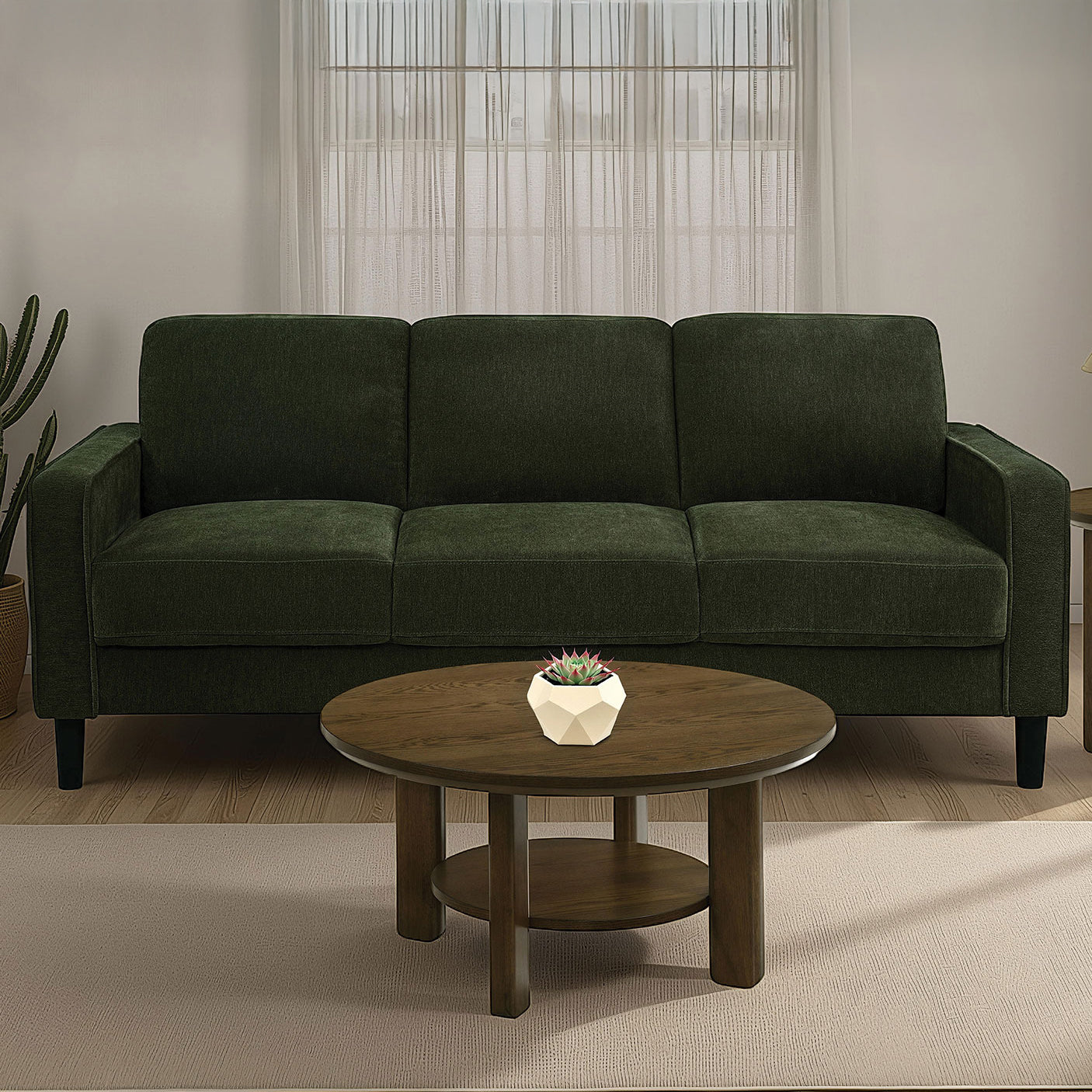 Fabric Upholstered Track Arm Sofa