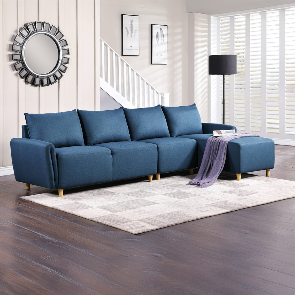 Blue Reversible Sectional Sofa