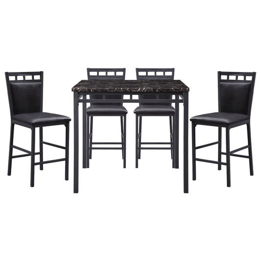 5-Piece Counter Height Faux Marble Set