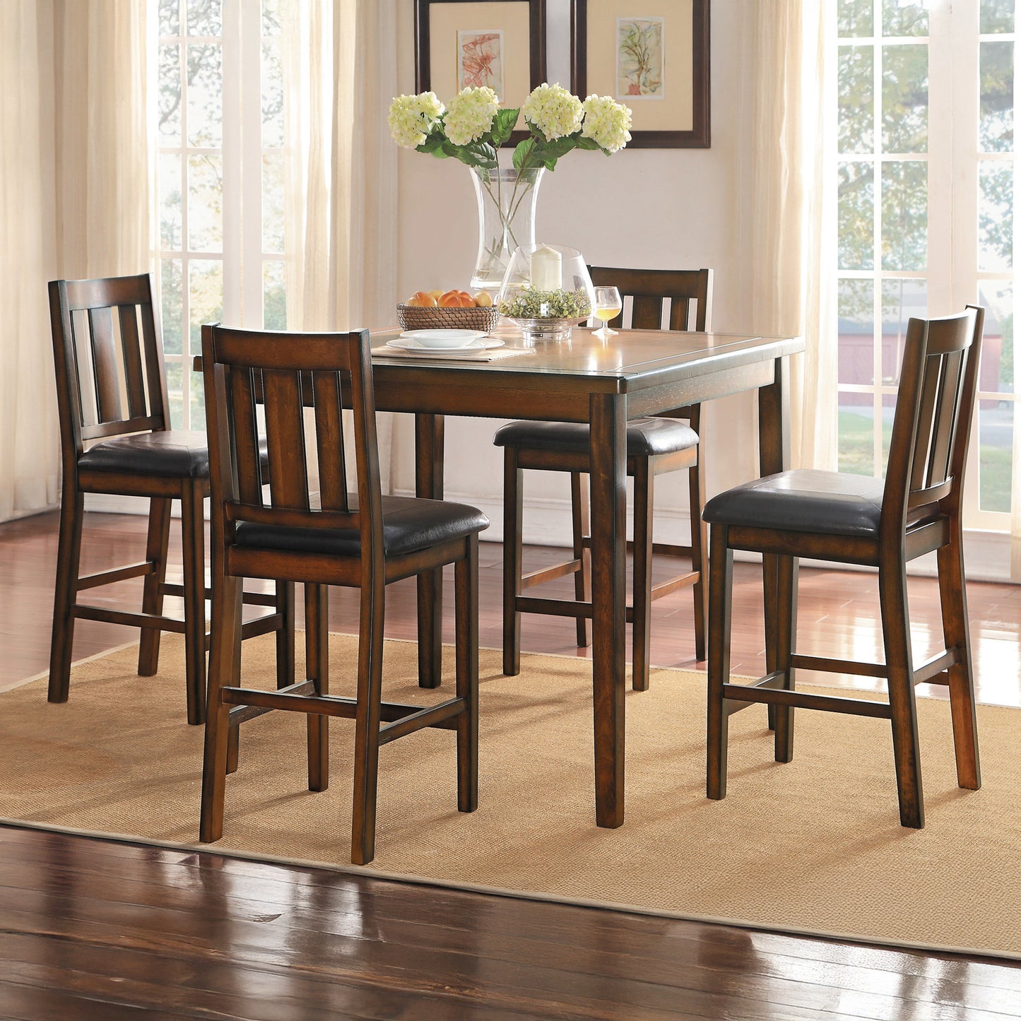 5-Piece Espresso Counter Height Dining Set