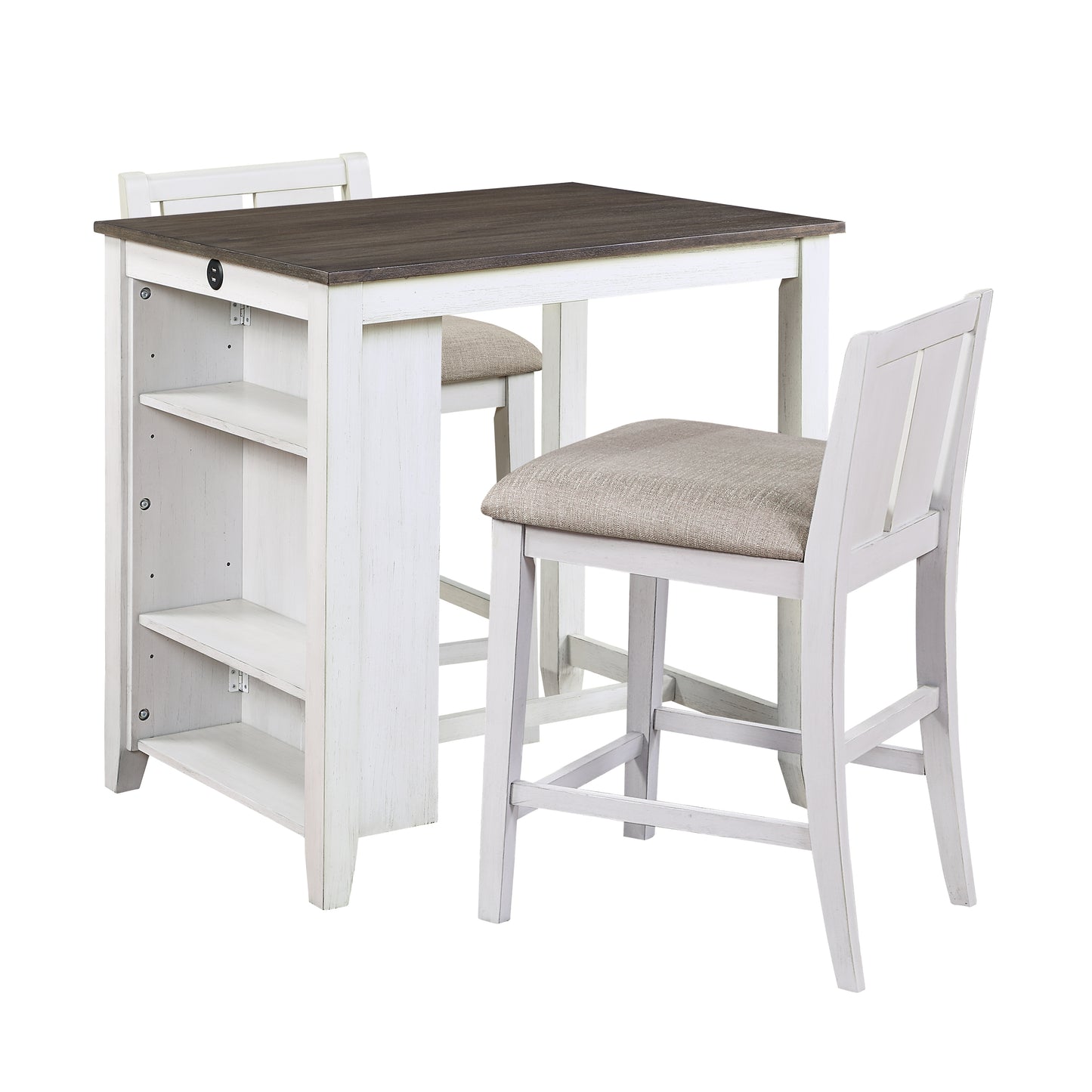 3PC Counter Height Dining Set with USB Charging Port