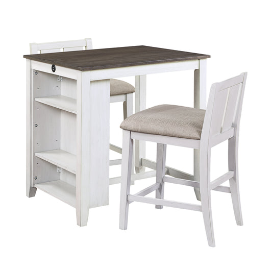 3PC Counter Height Dining Set with USB Charging Port