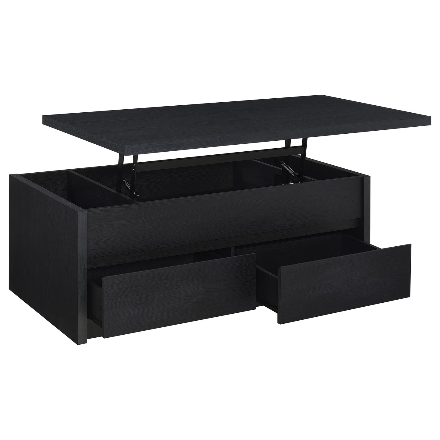 Black Lift Top Coffee Table with Storage & Dual Drawers
