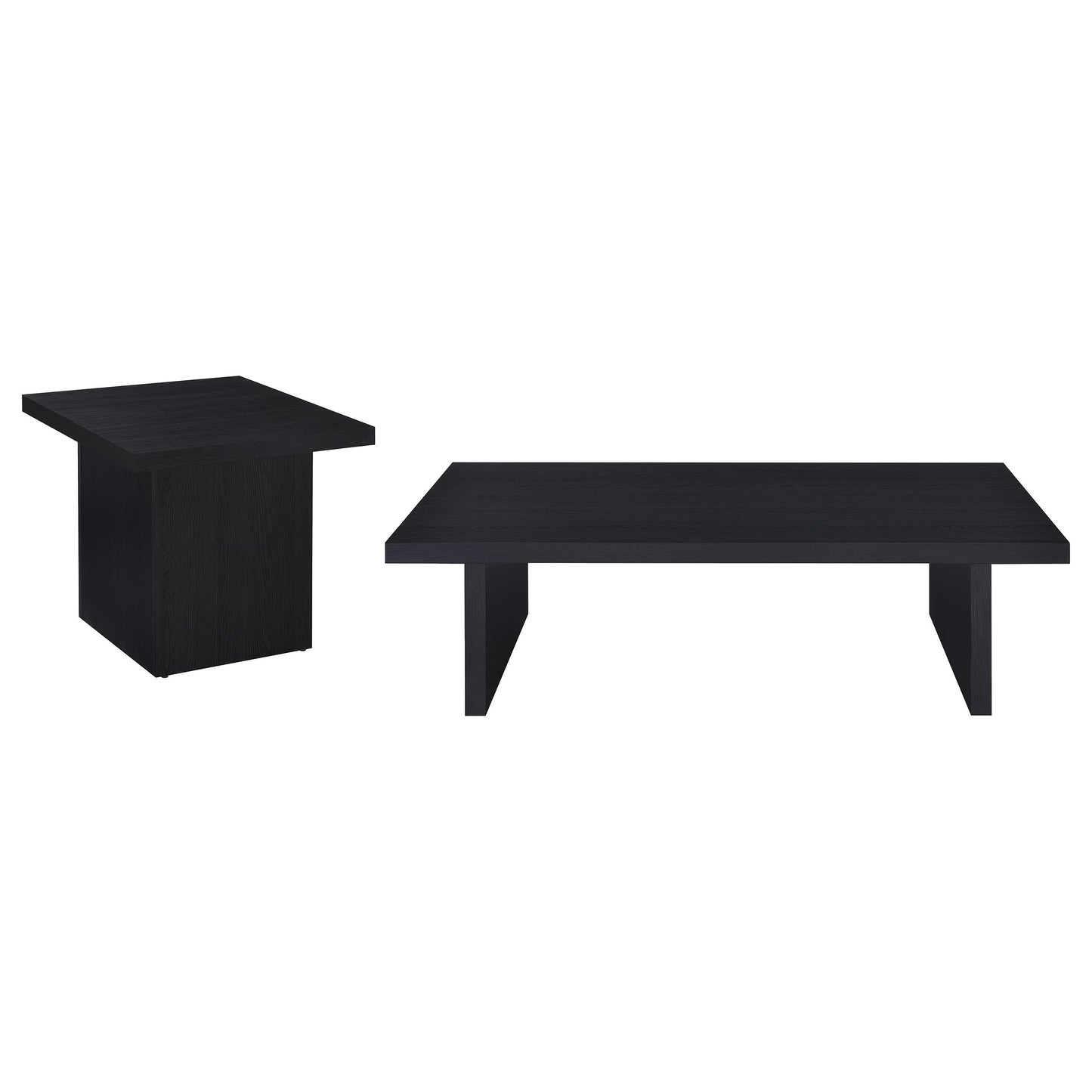 2-Piece Black Rectangular Coffee & End Table Set