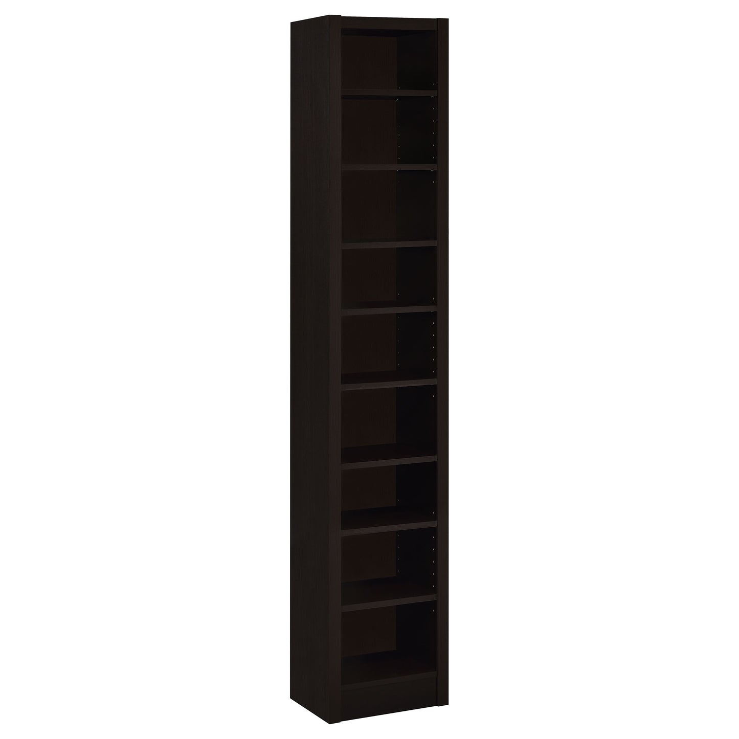 Slim 8-Shelf Cappuccino Bookcase