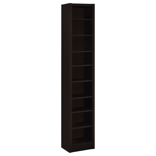Slim 8-Shelf Cappuccino Bookcase