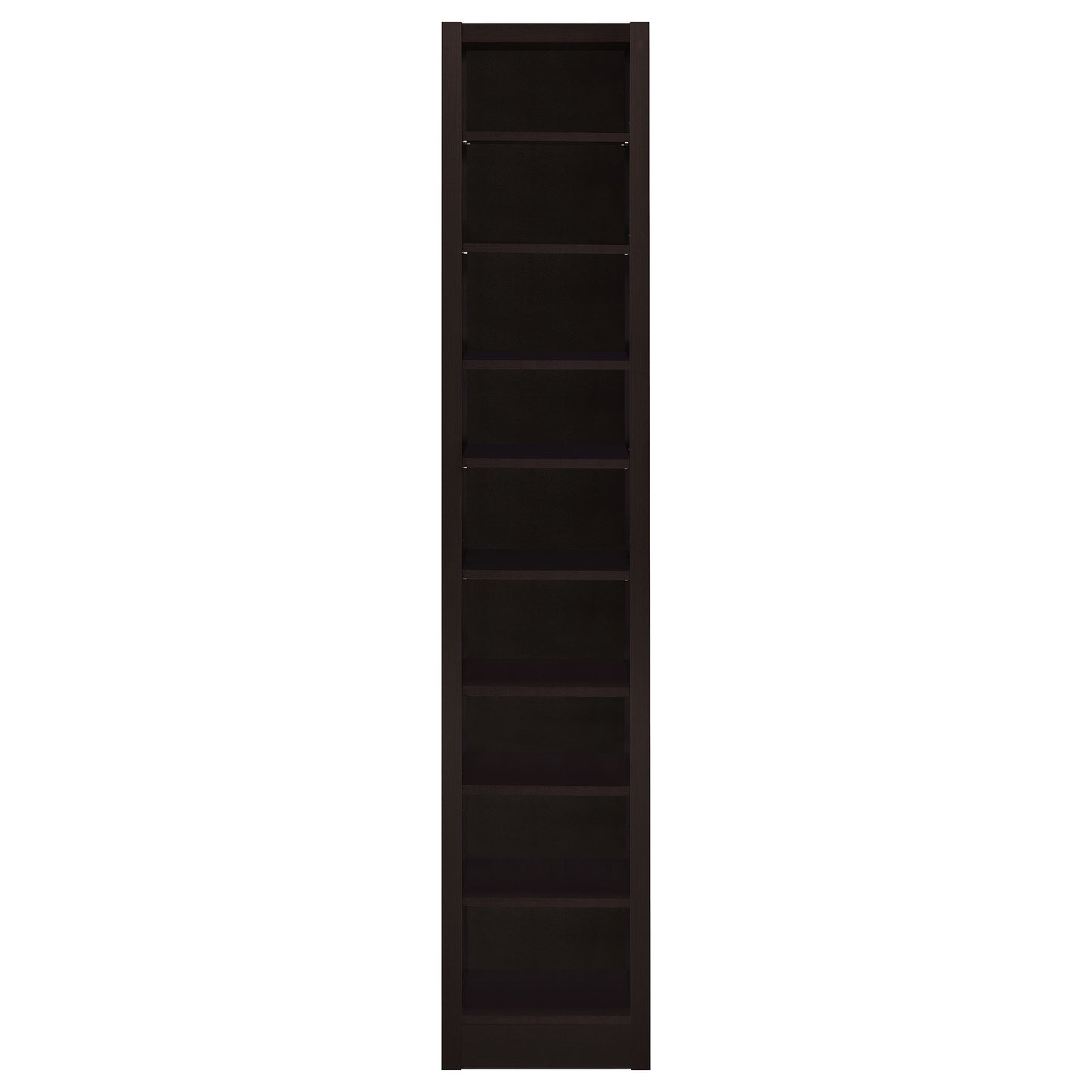 Slim 8-Shelf Cappuccino Bookcase