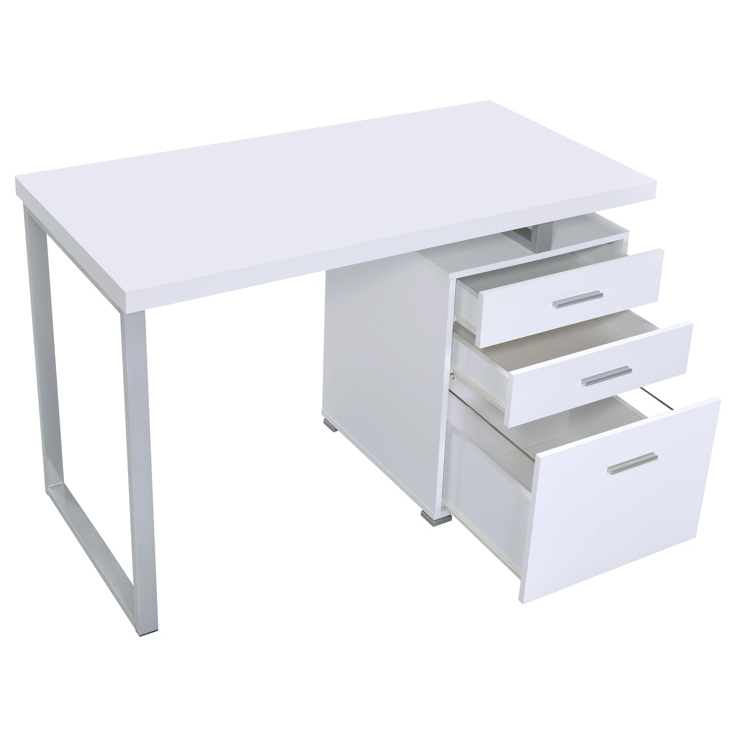 3-Drawer Computer Desk with Metal Frame