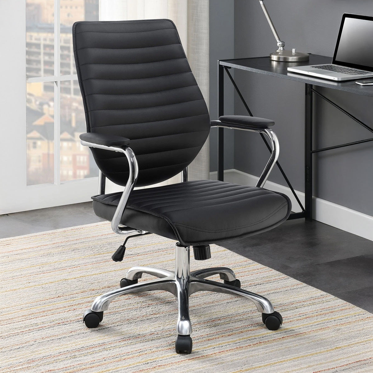 Modern Black Faux Leather Office Chair