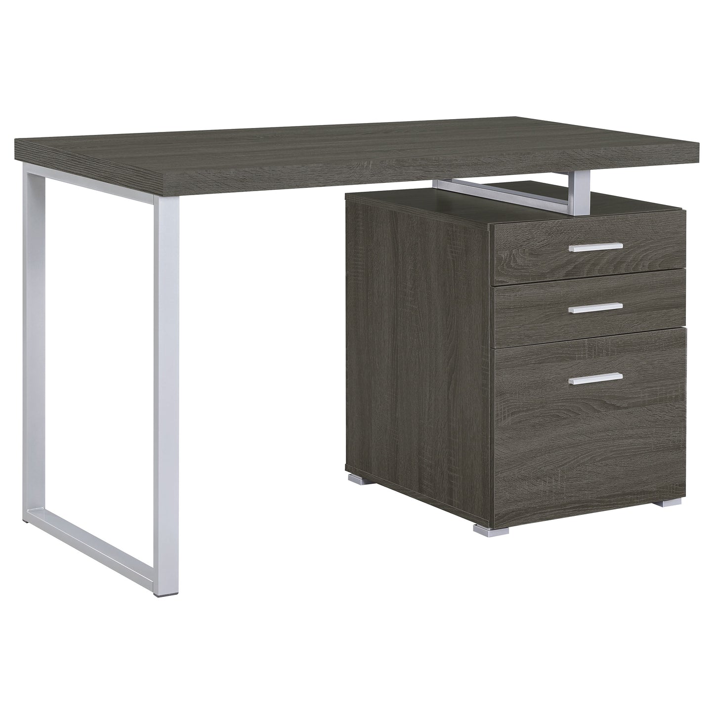 3-Drawer Computer Desk with Metal Frame
