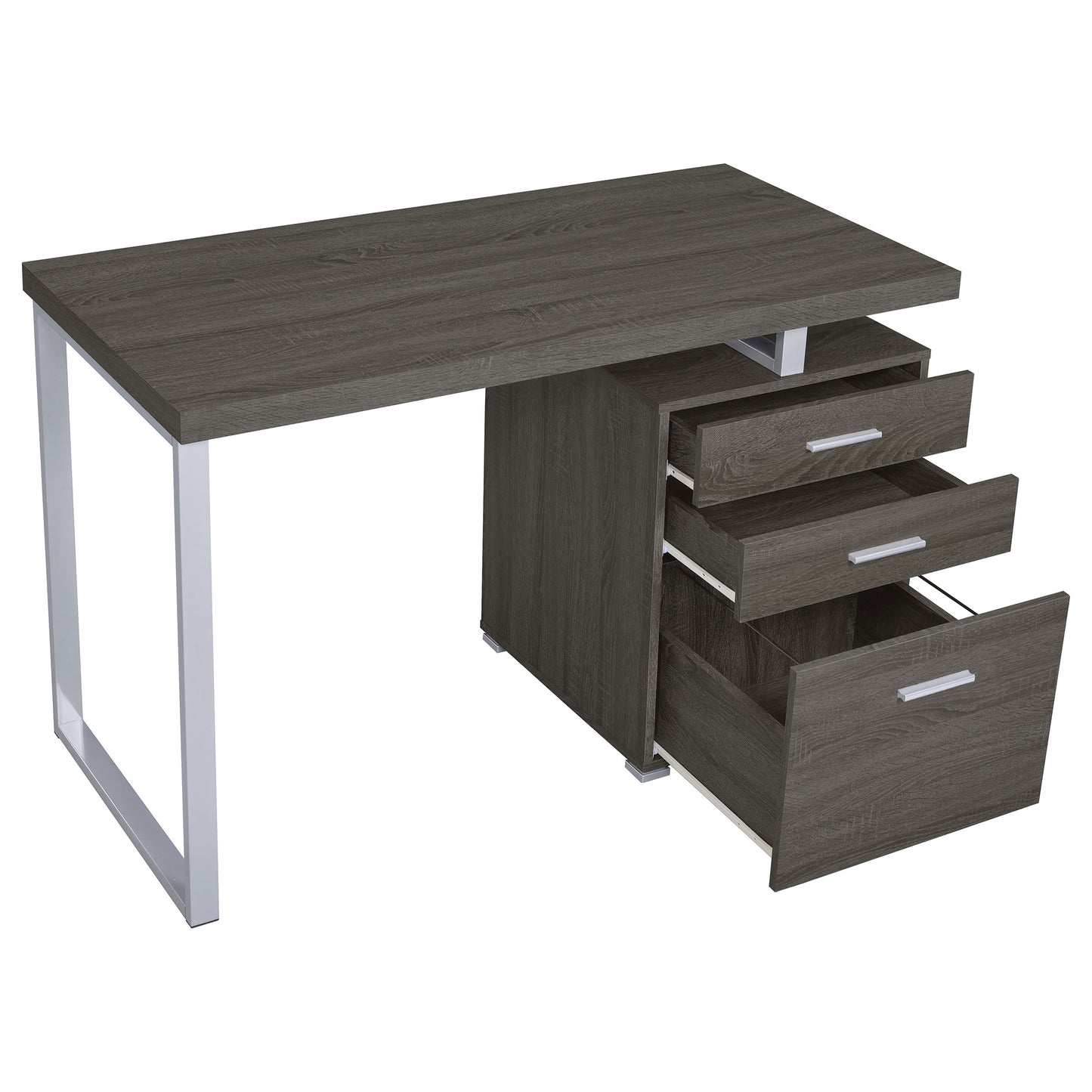 3-Drawer Computer Desk with Metal Frame