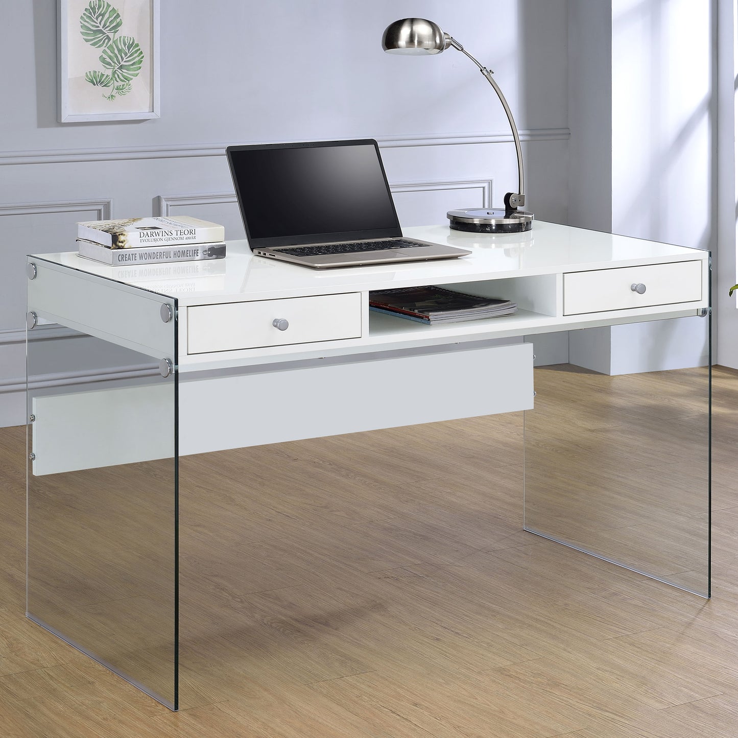 High Gloss White Writing Desk