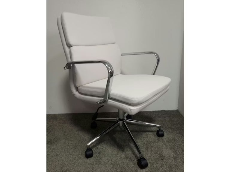 White Faux Leather Office Chair