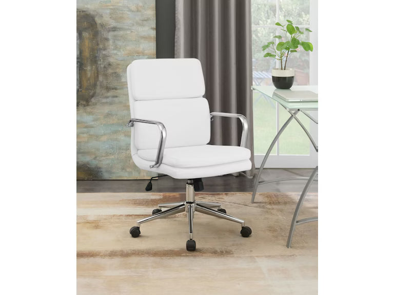 White Faux Leather Office Chair