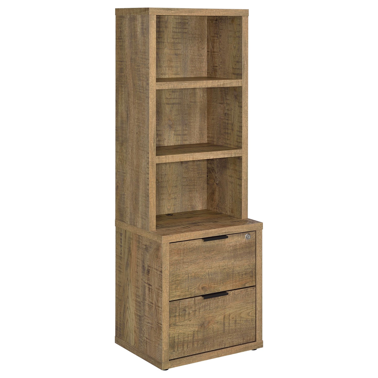 3-Shelf Bookcase with Locking File Drawer