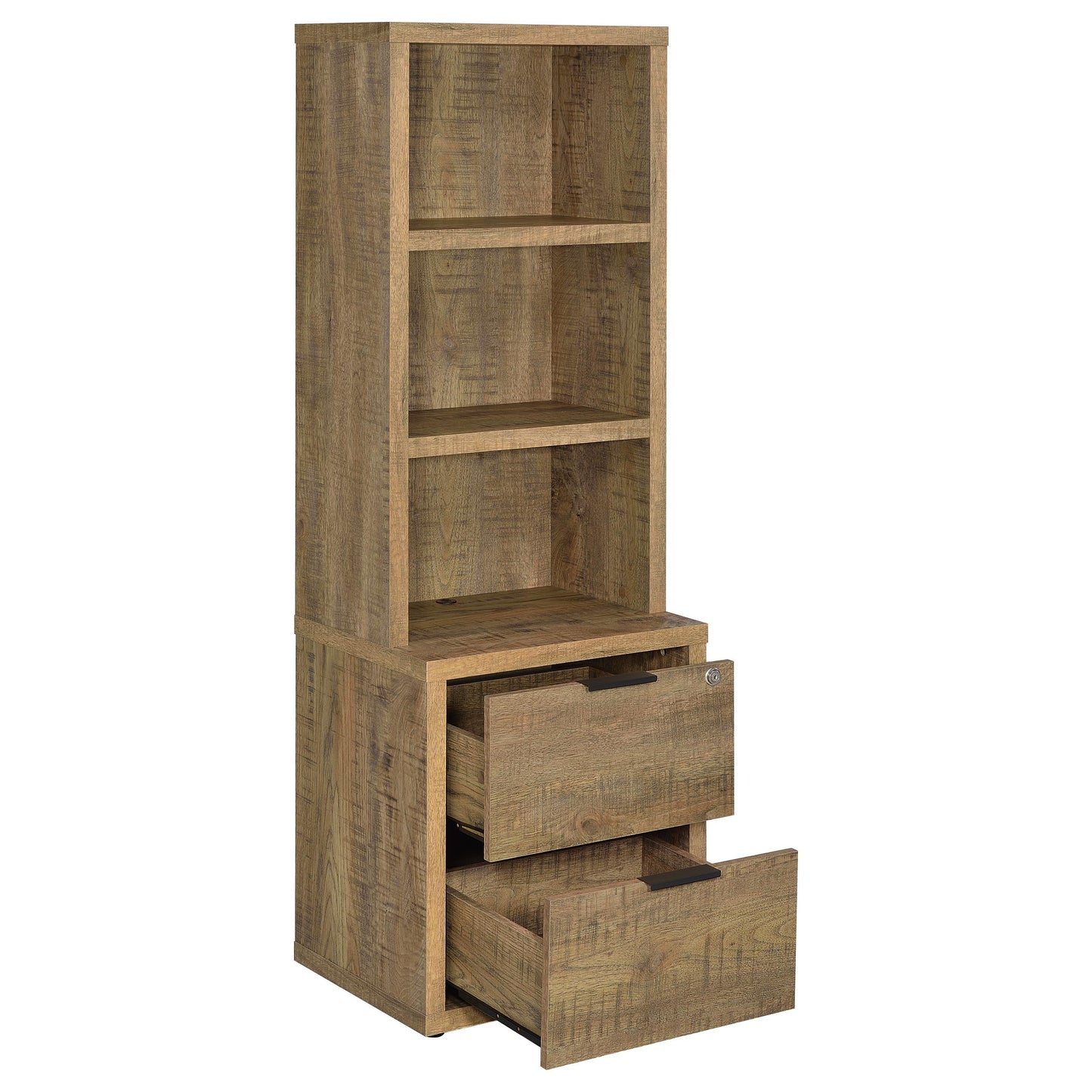 3-Shelf Bookcase with Locking File Drawer
