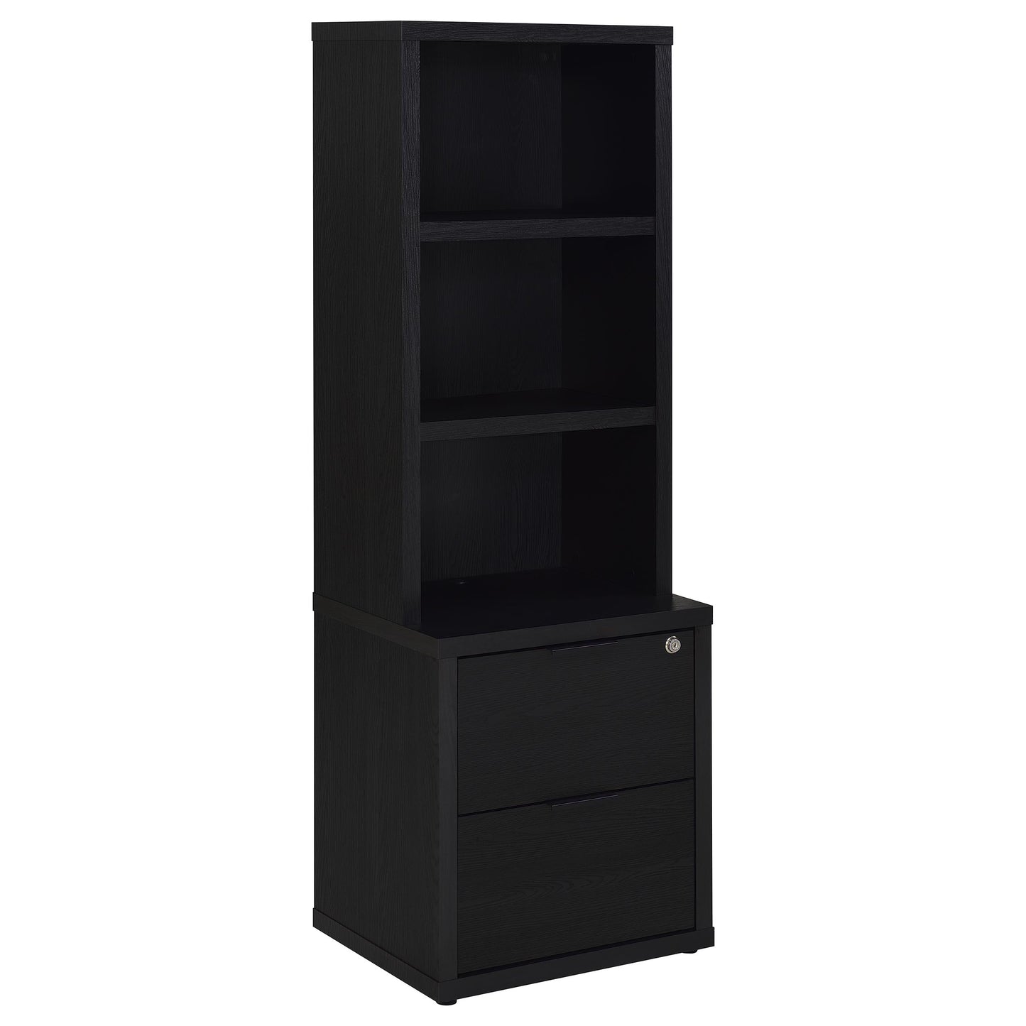 3-Shelf Bookcase with Locking File Drawer