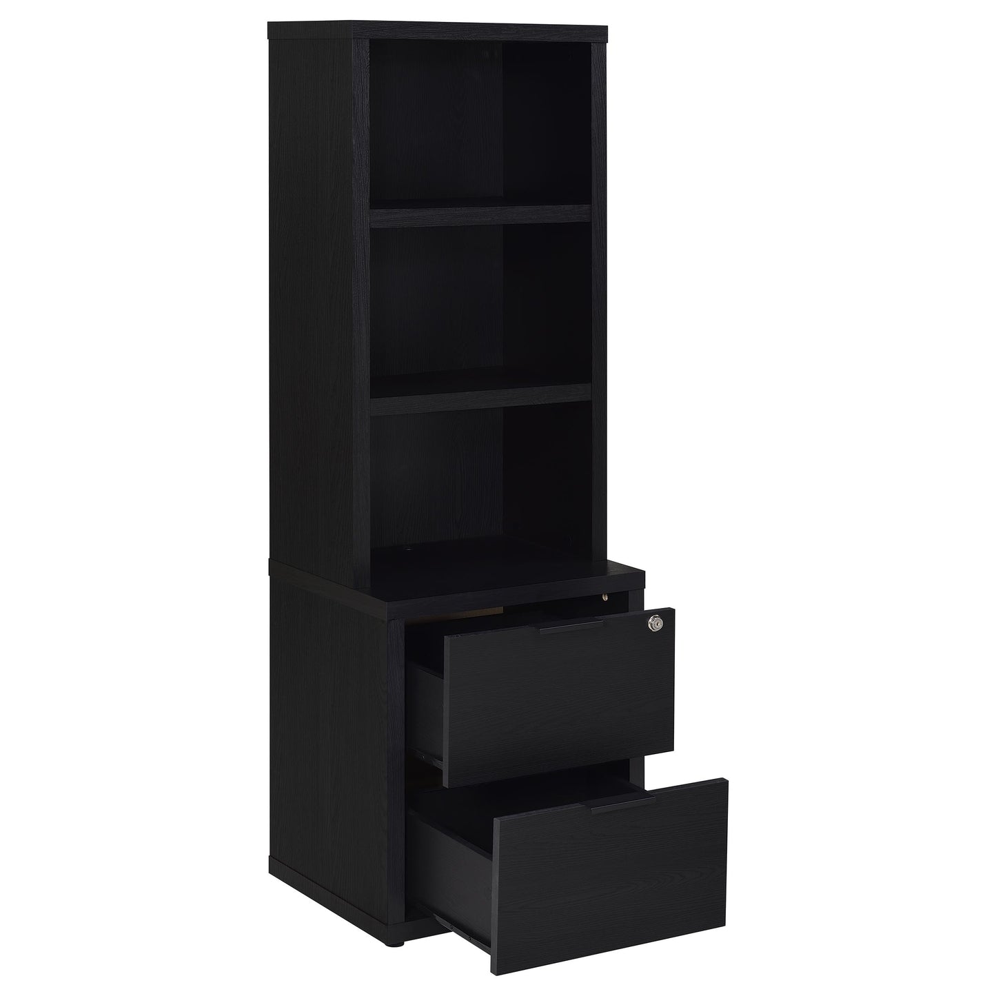 3-Shelf Bookcase with Locking File Drawer