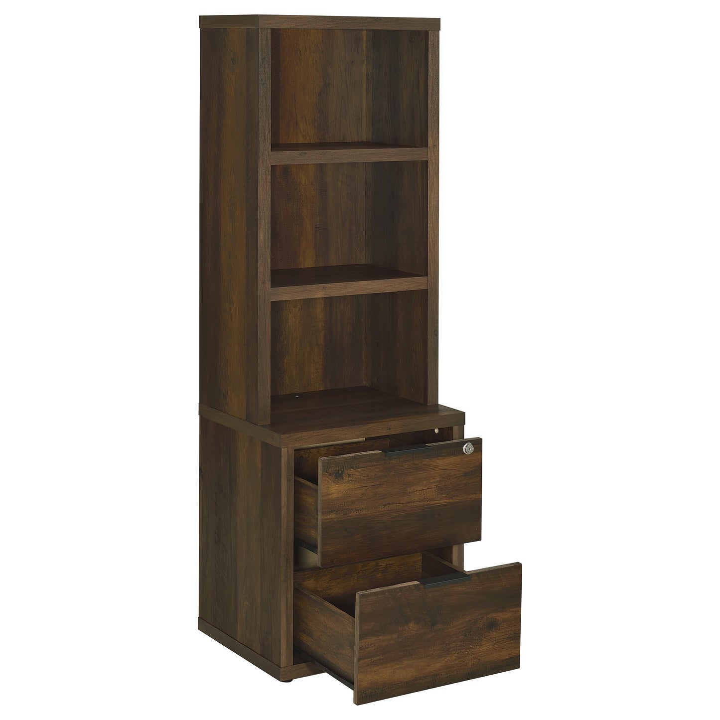 3-Shelf Bookcase with Locking File Drawer
