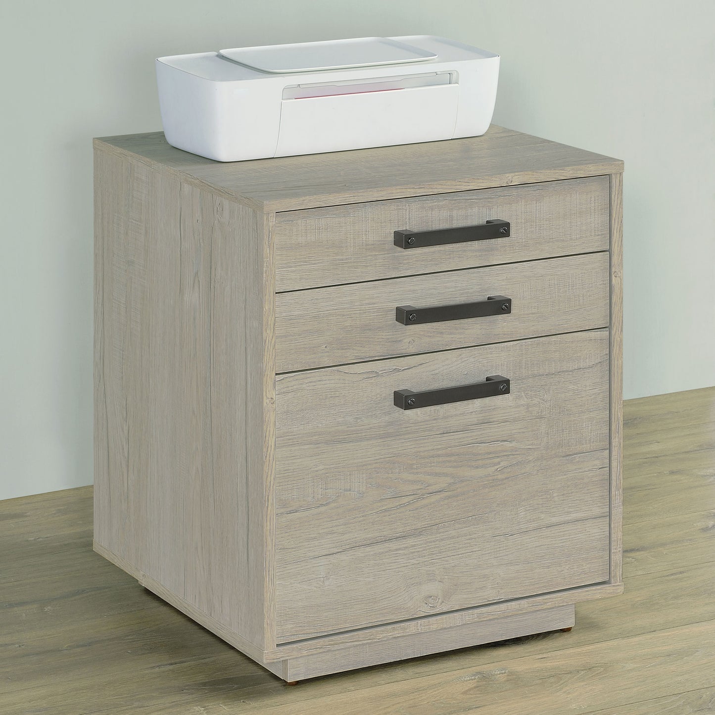 Whitewashed Gray 3-Drawer Home Office File Cabinet