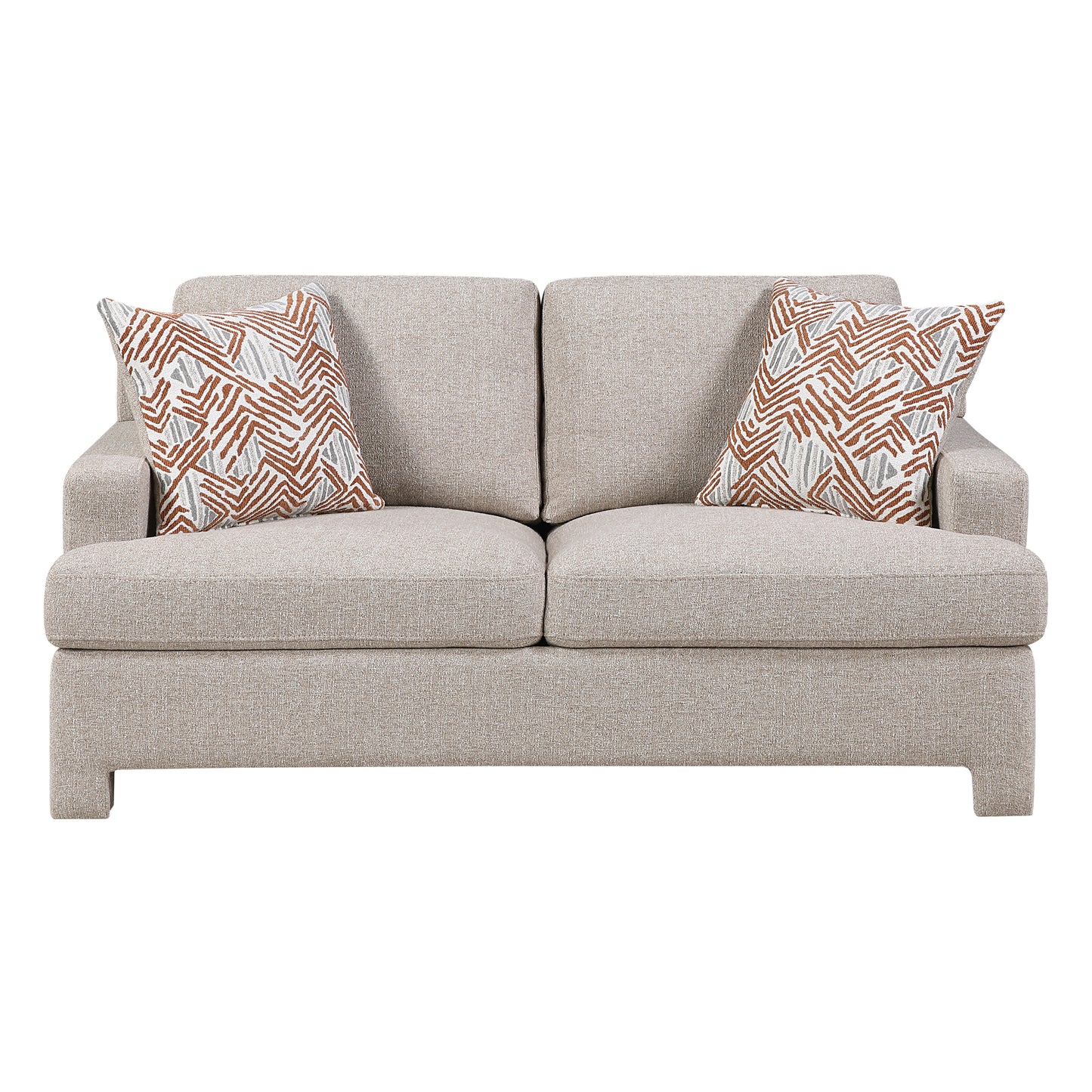 Contemporary Taupe Chenille Loveseat