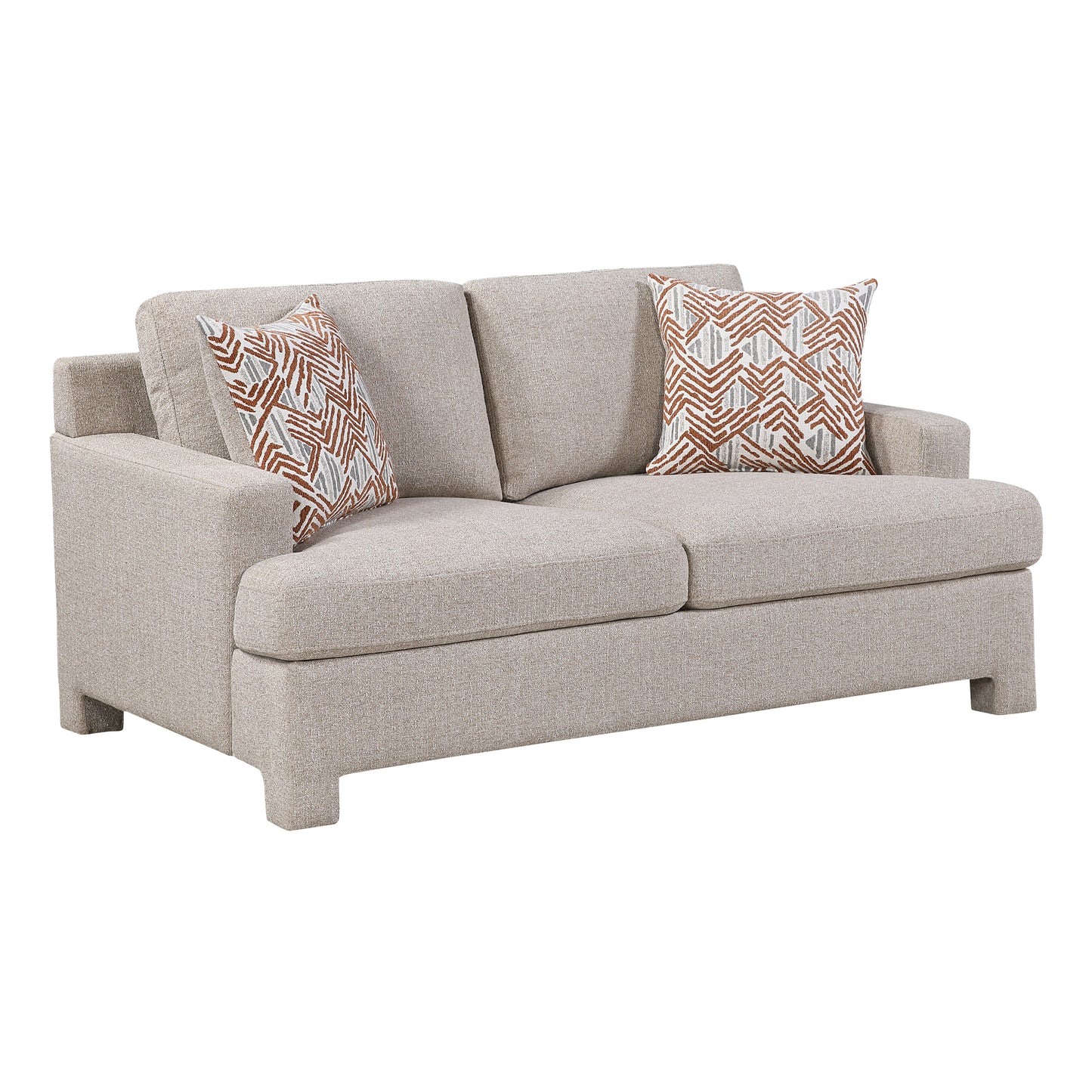 Contemporary Taupe Chenille Loveseat