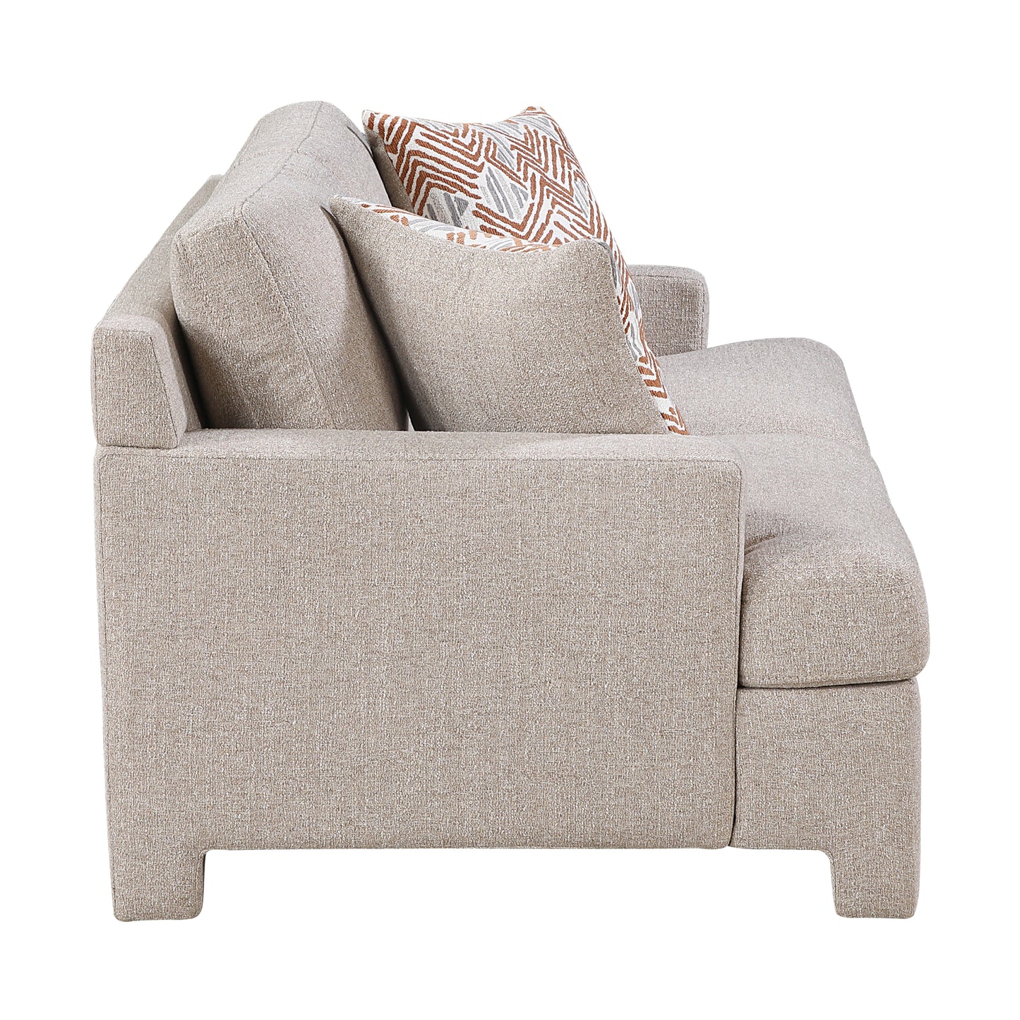 Contemporary Taupe Chenille Loveseat