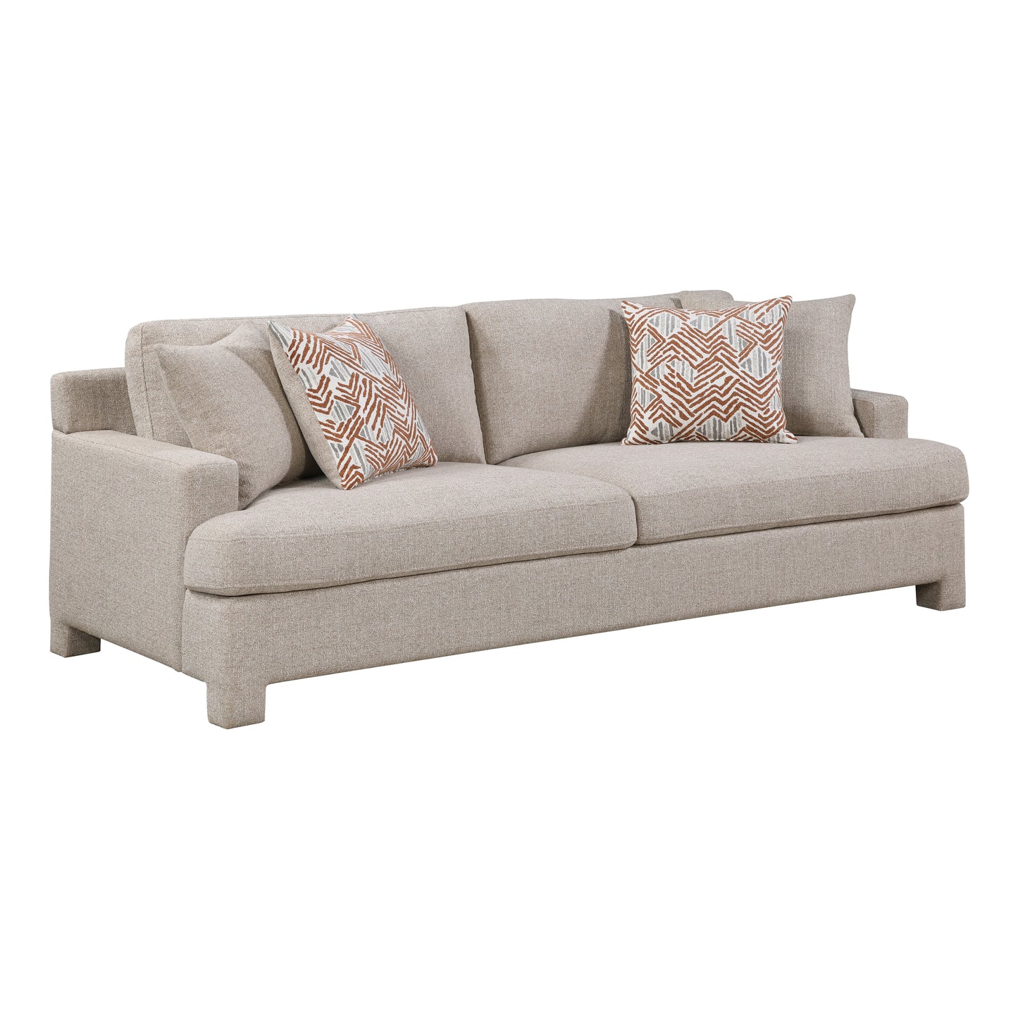 Contemporary Taupe Chenille Sofa
