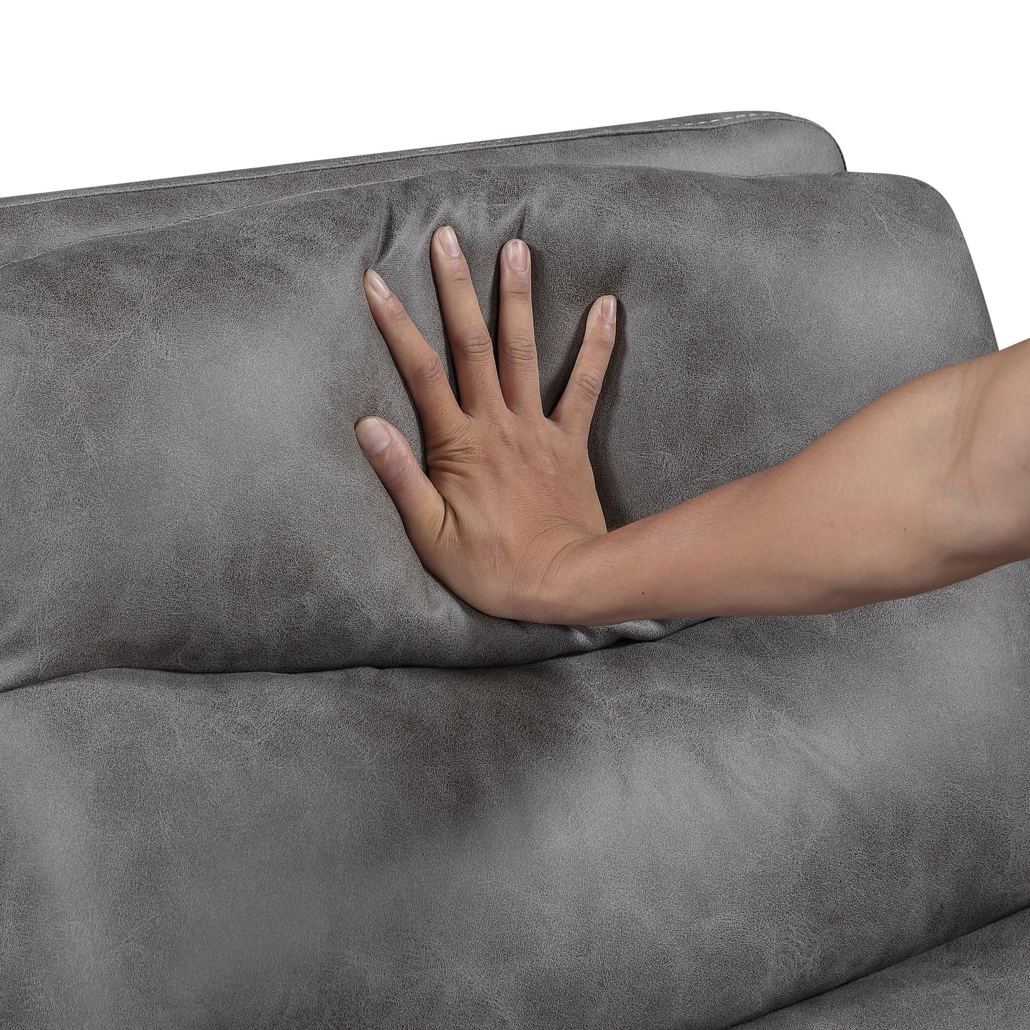 Gray Dual Manual Reclining Sofa with Cup Holders