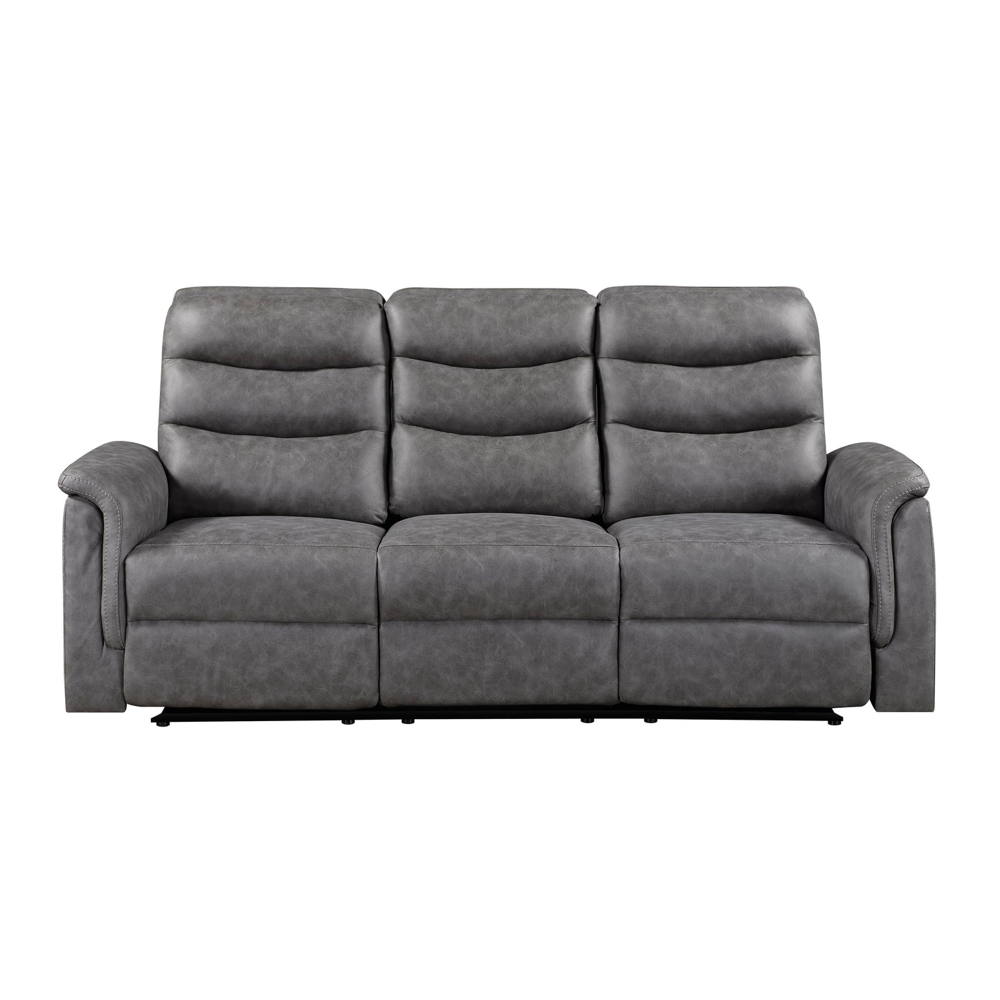 Gray Dual Manual Reclining Sofa with Cup Holders
