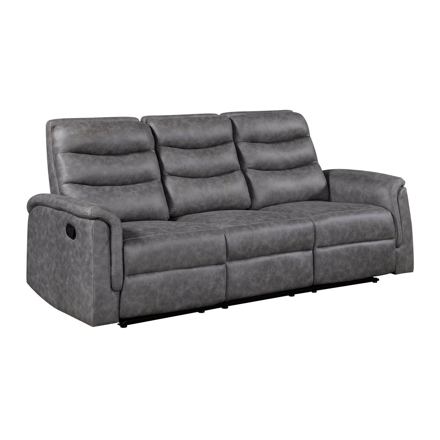 Gray Dual Manual Reclining Sofa with Cup Holders