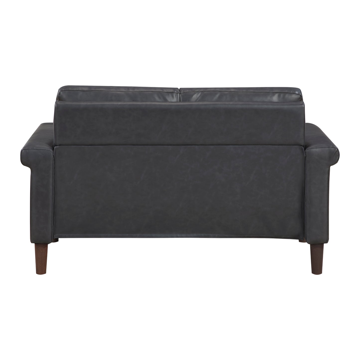 2-Piece Dark Gray Faux Leather Sofa & Loveseat Set