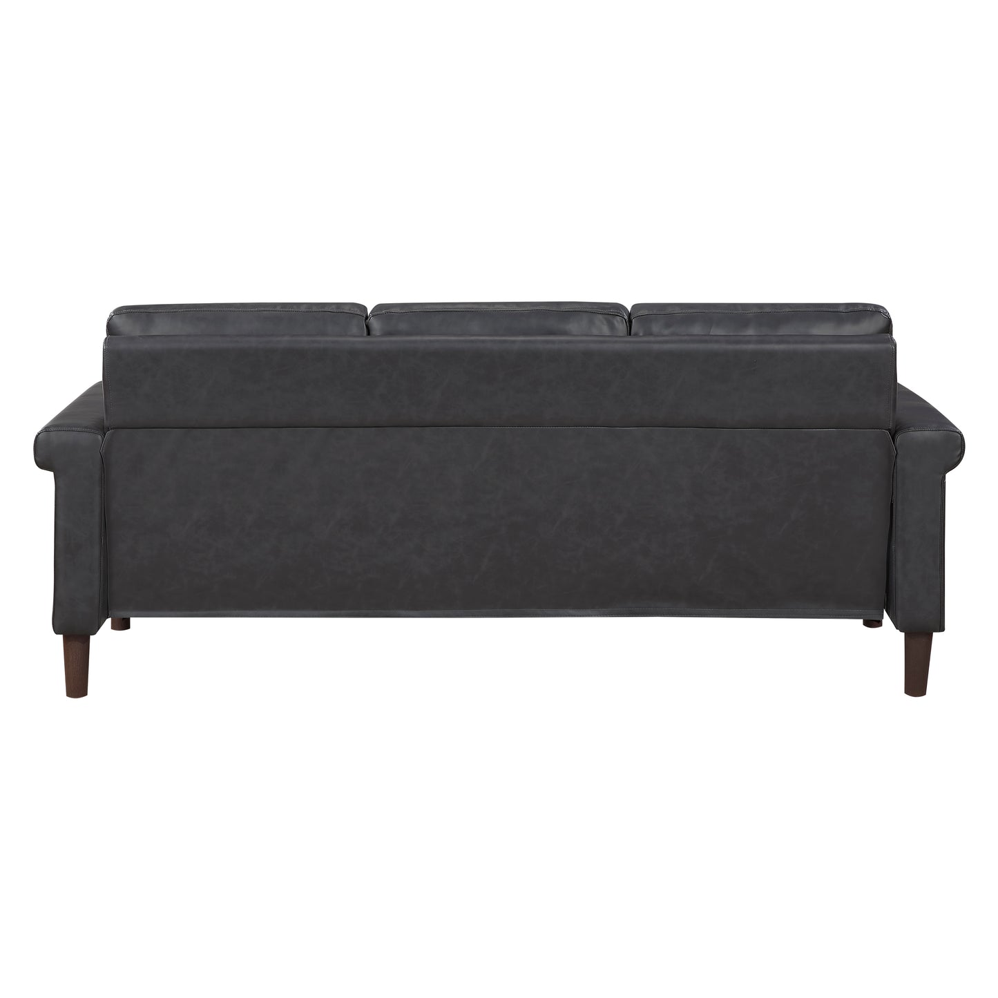 2-Piece Dark Gray Faux Leather Sofa & Loveseat Set