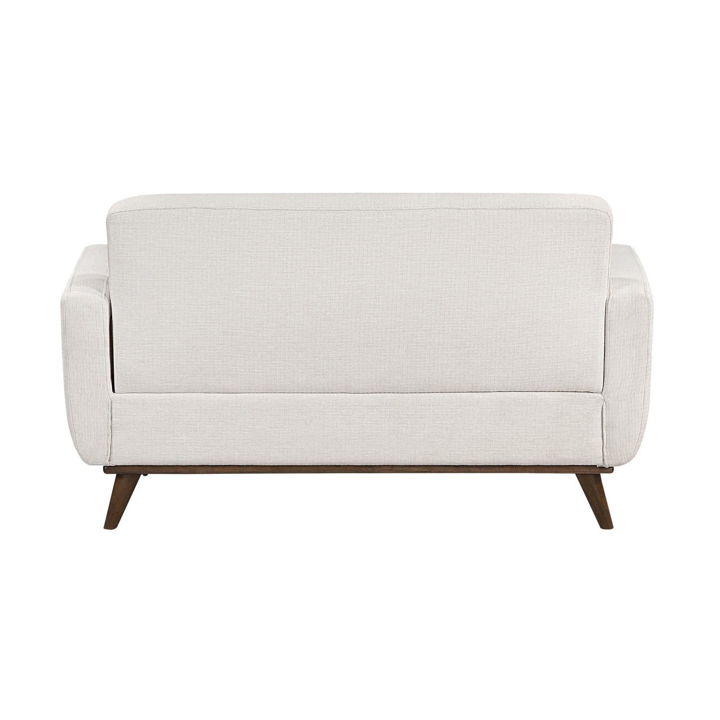 Mid-Century Beige Textured Fabric Loveseat