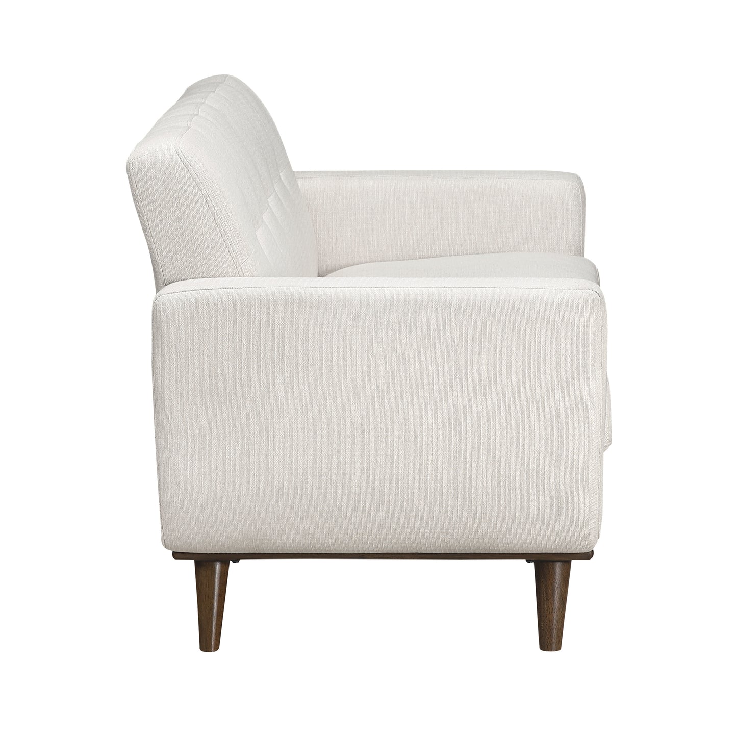 Mid-Century Beige Textured Fabric Loveseat