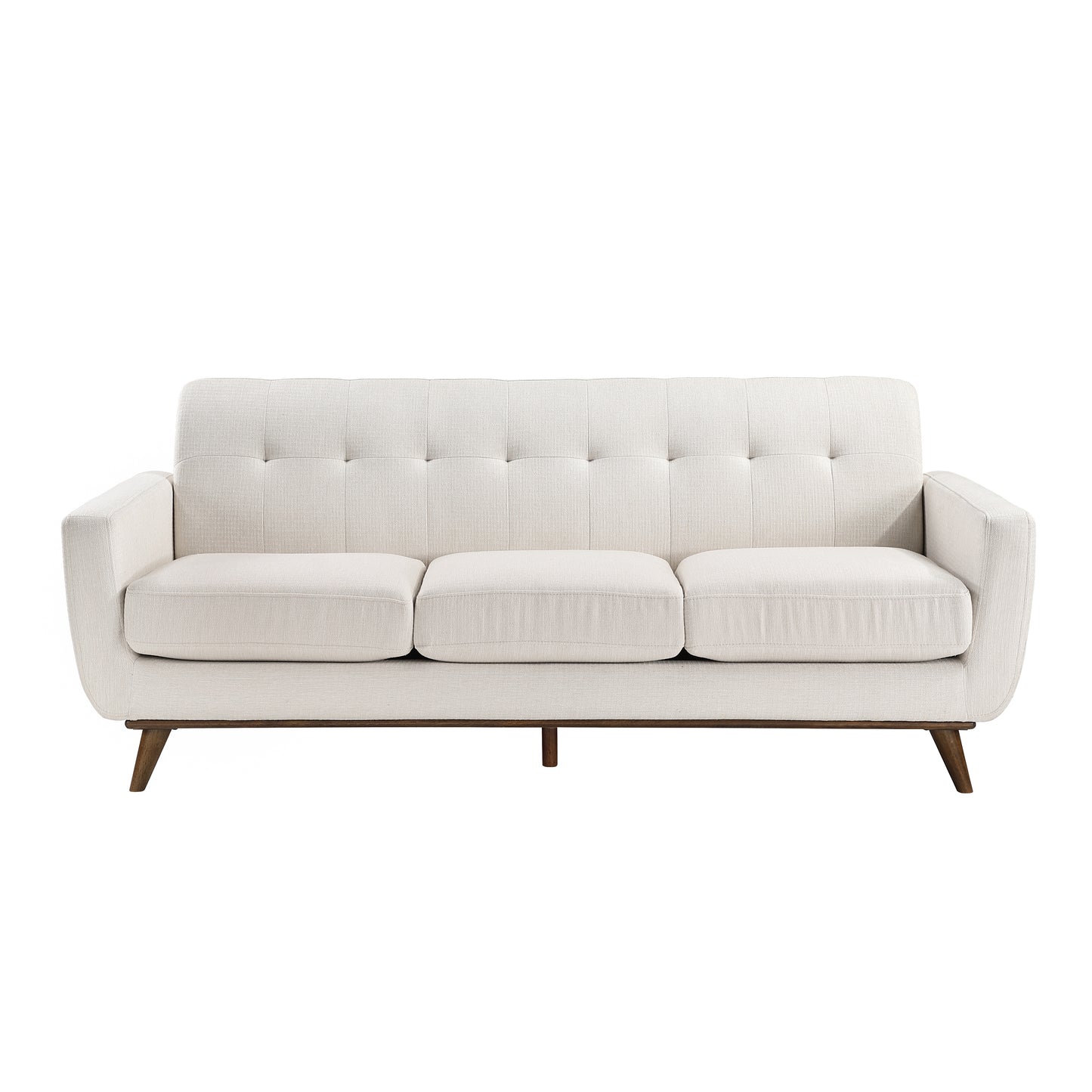 Mid-Century Beige Textured Fabric Sofa