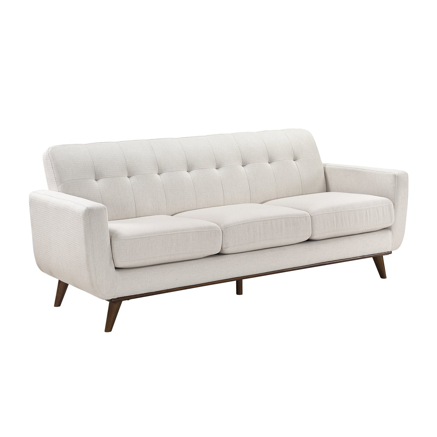 Mid-Century Beige Textured Fabric Sofa