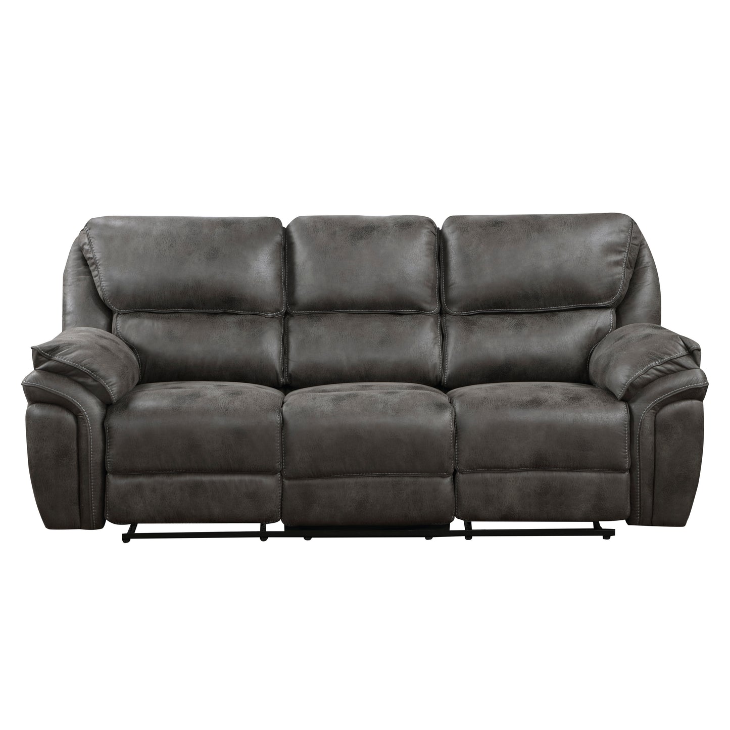 Manual Reclining Sofa in Gray Upholstery
