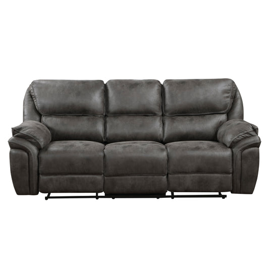 Manual Reclining Sofa in Gray Upholstery