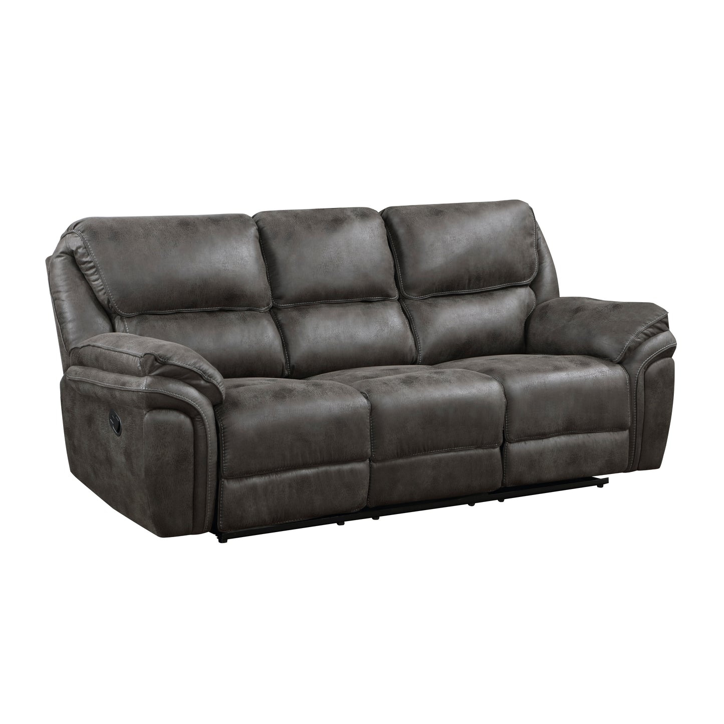 Manual Reclining Sofa in Gray Upholstery
