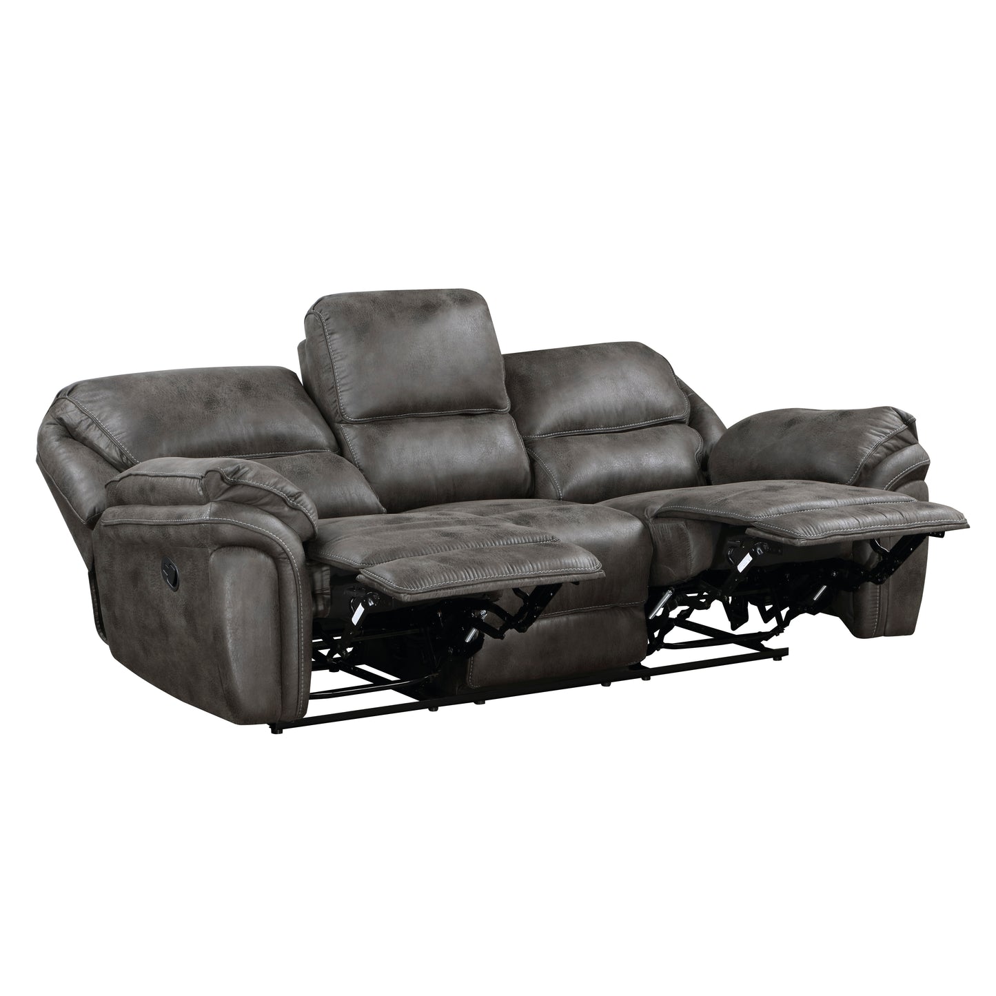 Manual Reclining Sofa in Gray Upholstery