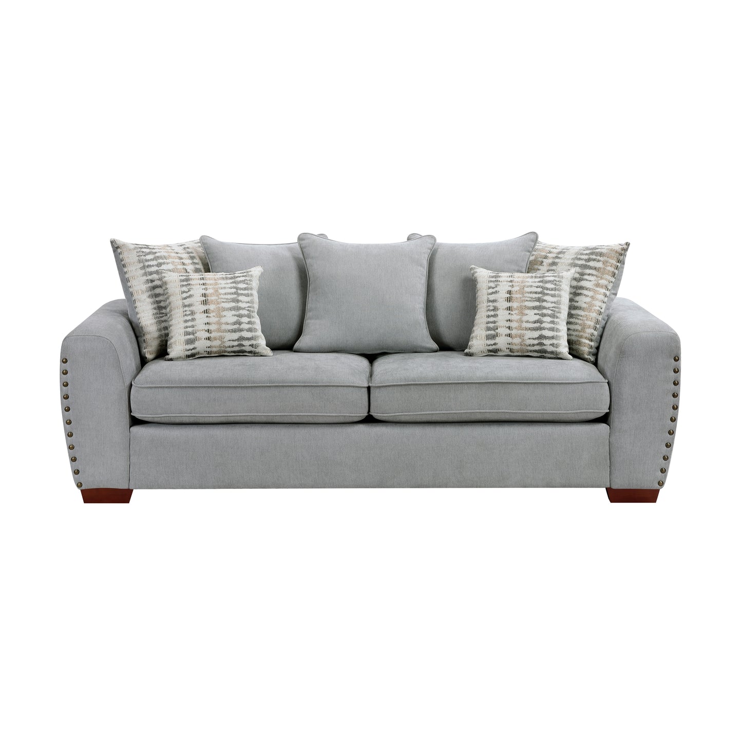 Contemporary Chenille Sofa with Nailhead Trim